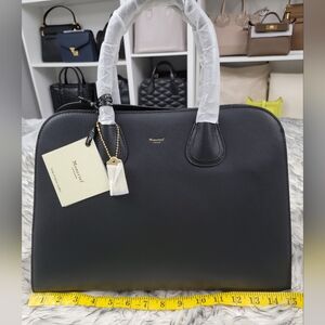 NWT Moncrief London Robbie Margaux Empire Black Leather Firenze Tote Satchel